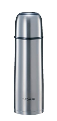 ZOJIRUSHI SV-GR50 Stainless Steel Vacuum Flask with Cup 500ml | Lightweight Compact Thermos | Ag+ Antibacterial Handle, Fluorine-Coated Interior, 4cm Wide Mouth | Brushed Stainless