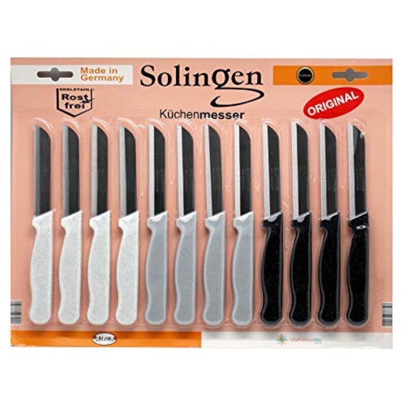 Solingen Glitter Handle Kitchen Knife Set, 12 Pieces, Stainless Steel, Multicolor Handles, Made in Germany | Sharp Utility Knives for Fruit, Vegetables & Everyday Food Prep
